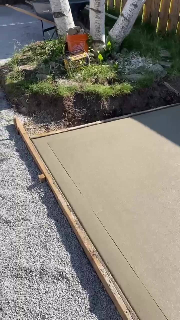 Small broom finish concrete pad